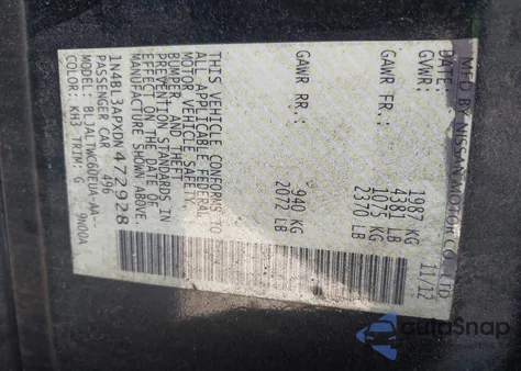 2013 Nissan Altima 3.5 Sv from USA, damaged, VIN 1N4BL3APXDN472928